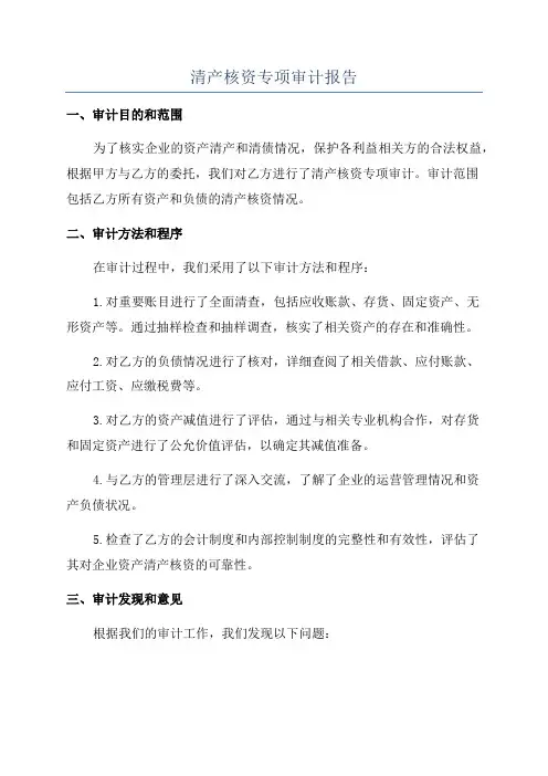 清产核资专项审计报告