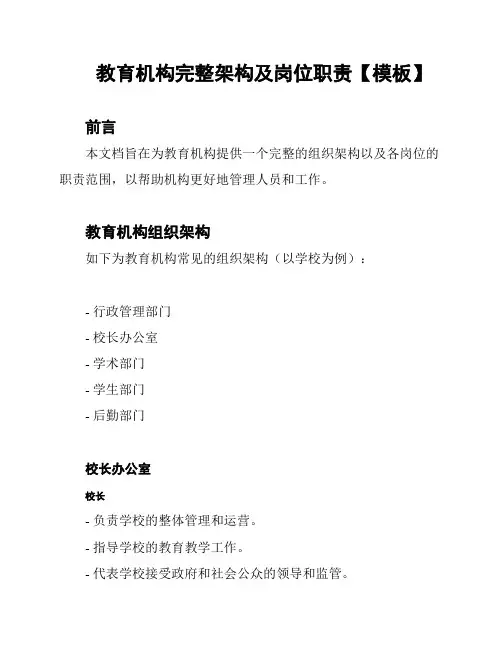 教育机构完整架构及岗位职责【模板】