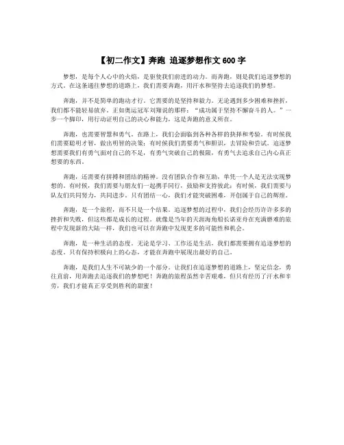 【初二作文】奔跑 追逐梦想作文600字