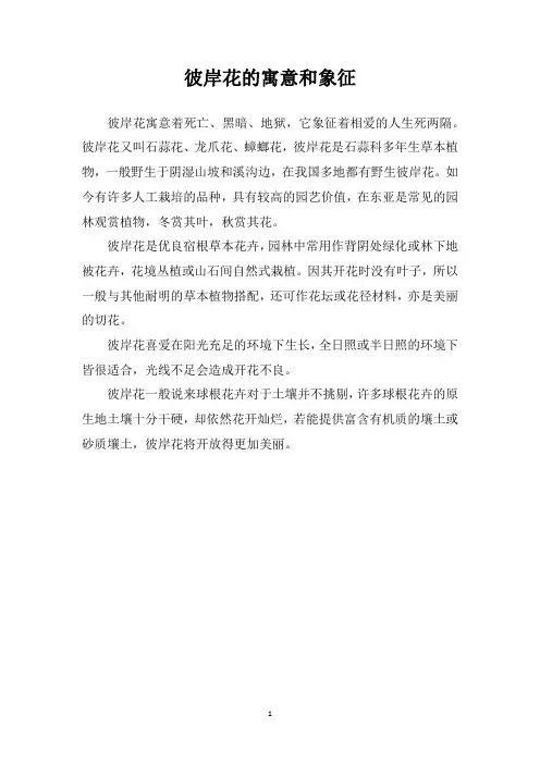 彼岸花的寓意和象征