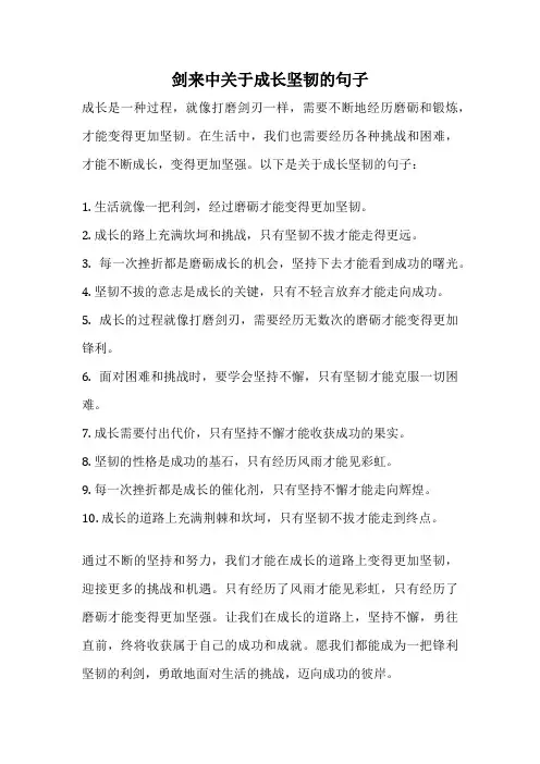 剑来中关于成长坚韧的句子