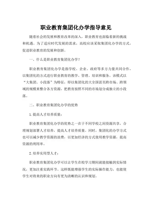职业教育集团化办学指导意见