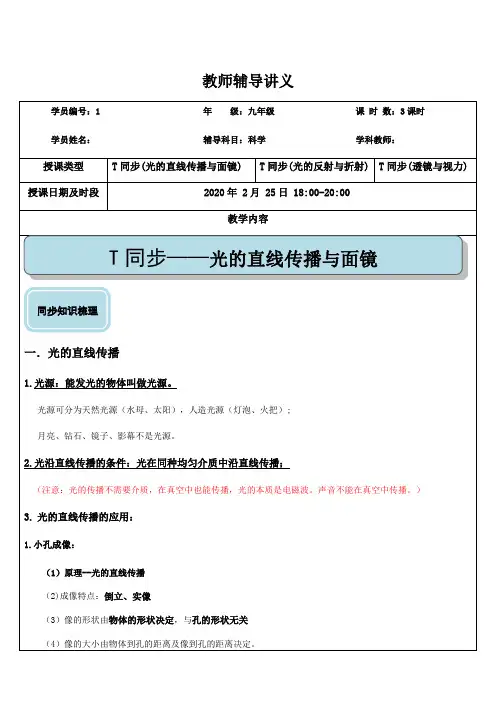 中考物理复习教案光学复习