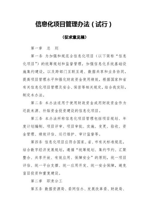 信息化项目管理办法(试行)