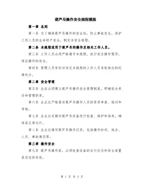 葫芦吊操作安全规程模版