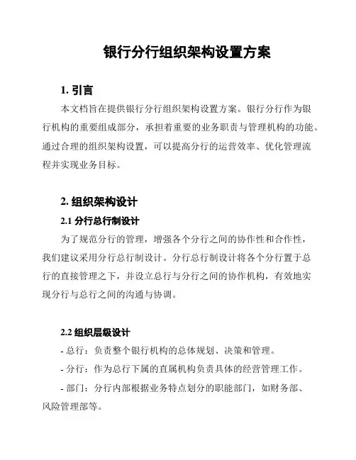 银行分行组织架构设置方案