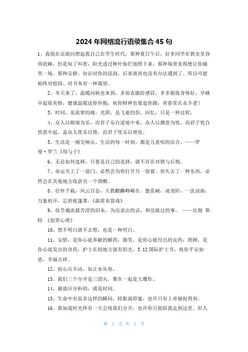 2024年网络流行语录集合45句