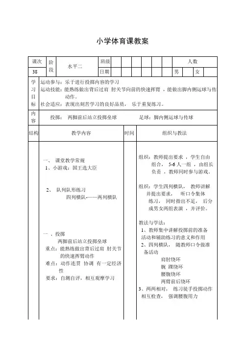 体育三年级上册第38课教案