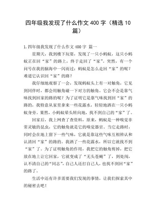 四年级我发现了什么作文400字(精选10篇)