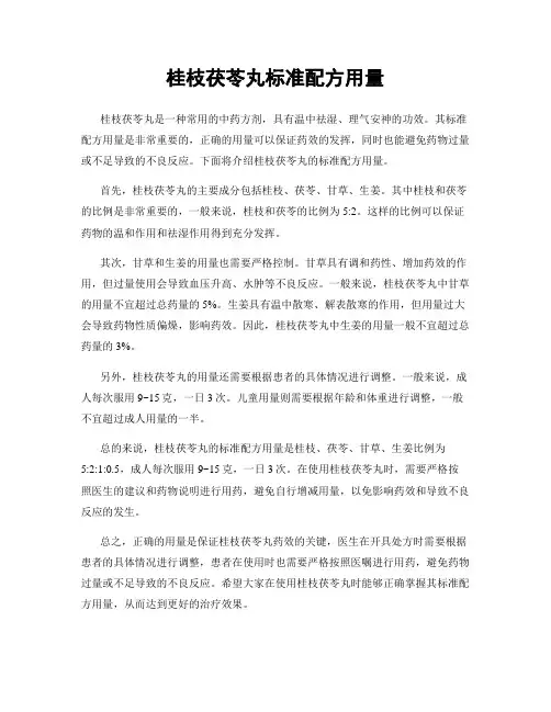 桂枝茯苓丸标准配方用量