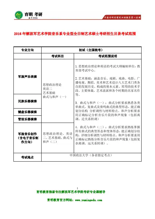军艺考研-2016年解放军艺术学院艺术硕士军旅音乐创作复试分数线 复试考试内容