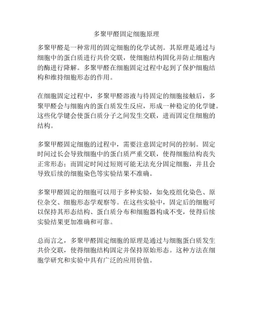多聚甲醛固定细胞原理