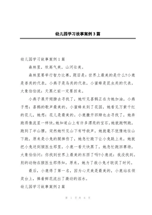 幼儿园学习故事案例3篇