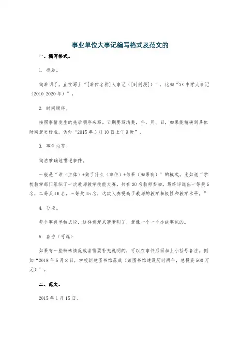 事业单位大事记编写格式及范文的