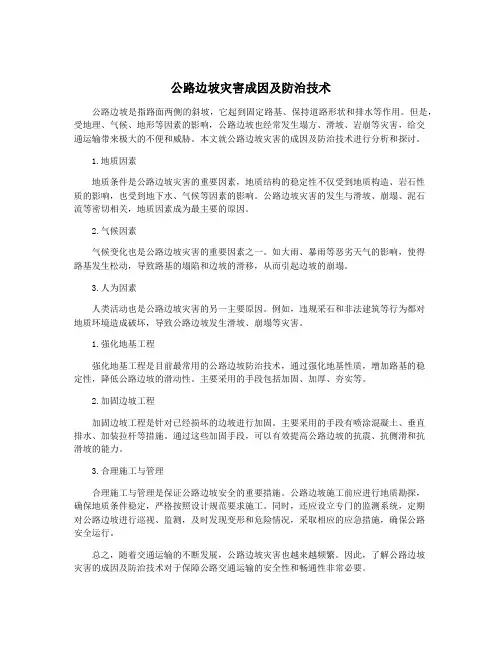 公路边坡灾害成因及防治技术