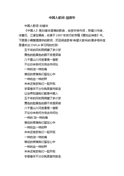 中国人歌词-刘德华