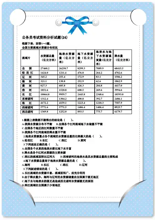 事业单位考试行测之资料分析专项(精心整理)