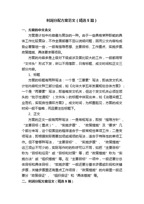利润分配方案范文（精选5篇）