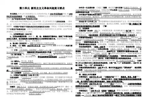 第三单元 新民主主义革命兴起复习要点