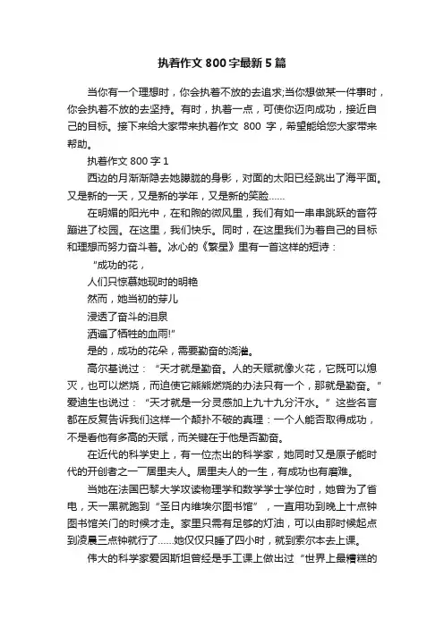 执着作文800字最新5篇