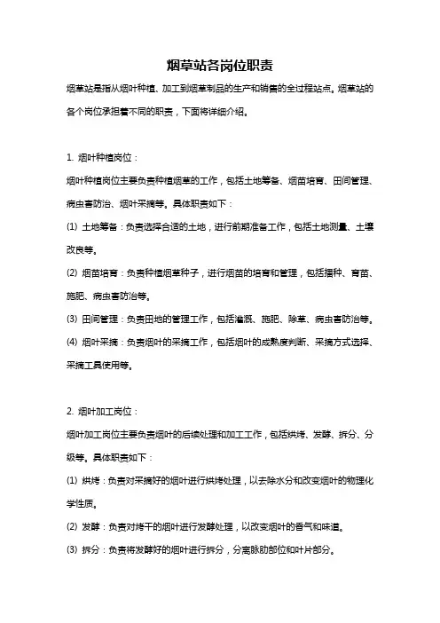 烟草站各岗位职责