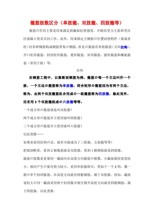 箍筋肢数区分单肢箍双肢箍四肢箍等