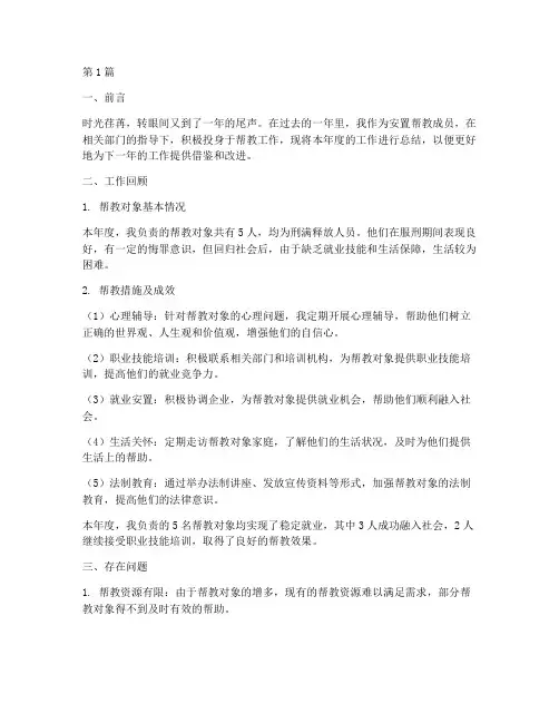 安置帮教成员年度总结(3篇)
