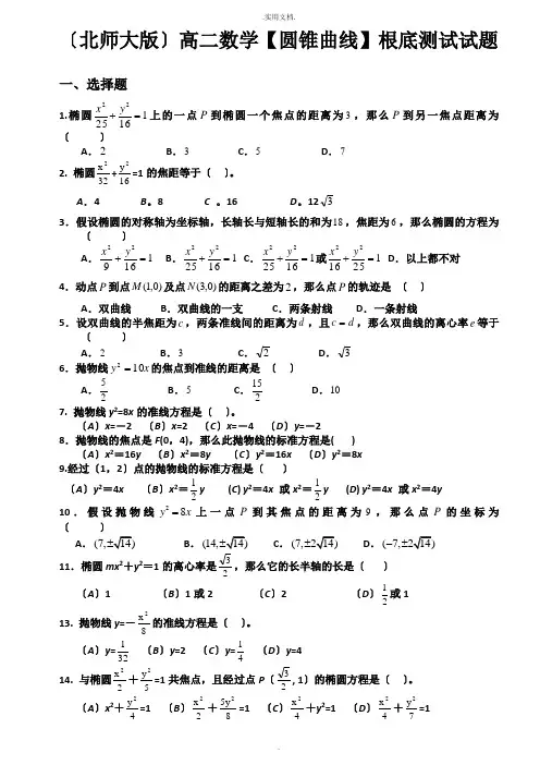 圆锥曲线基础测试题大全