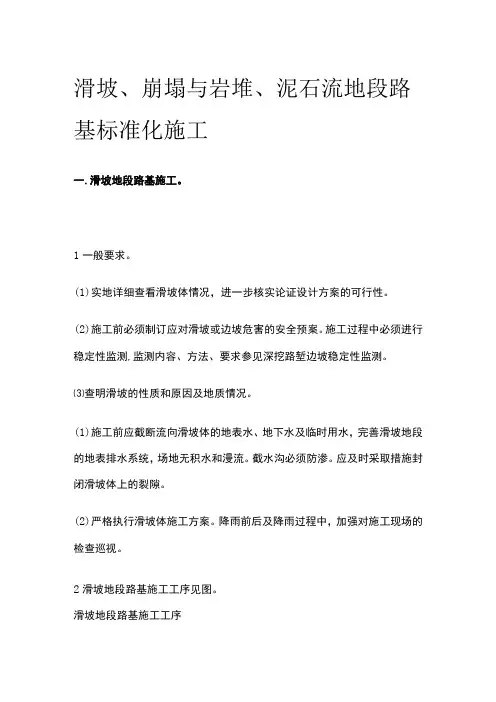 滑坡、崩塌与岩堆、泥石流地段路基标准化施工