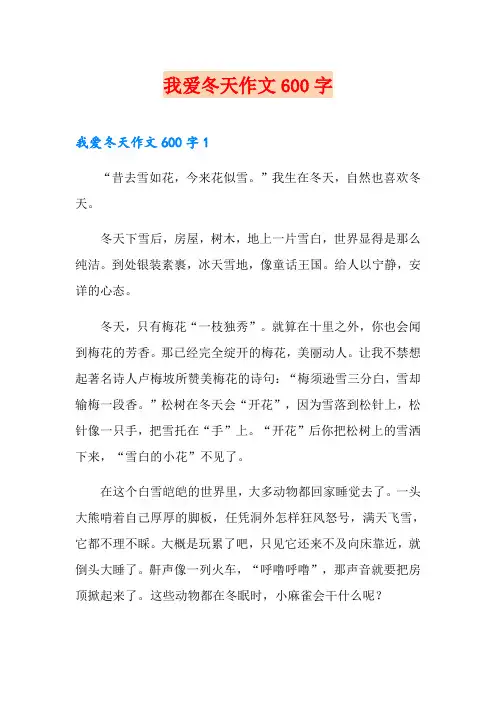 我爱冬天作文600字