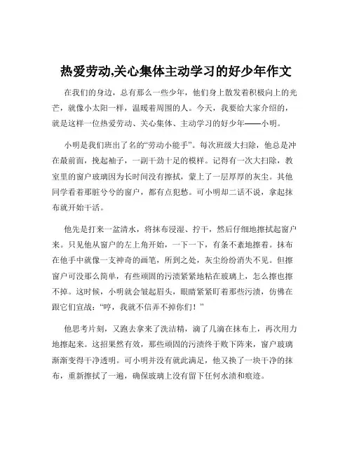 热爱劳动,关心集体主动学习的好少年作文