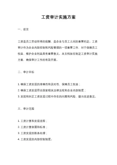 工资审计实施方案