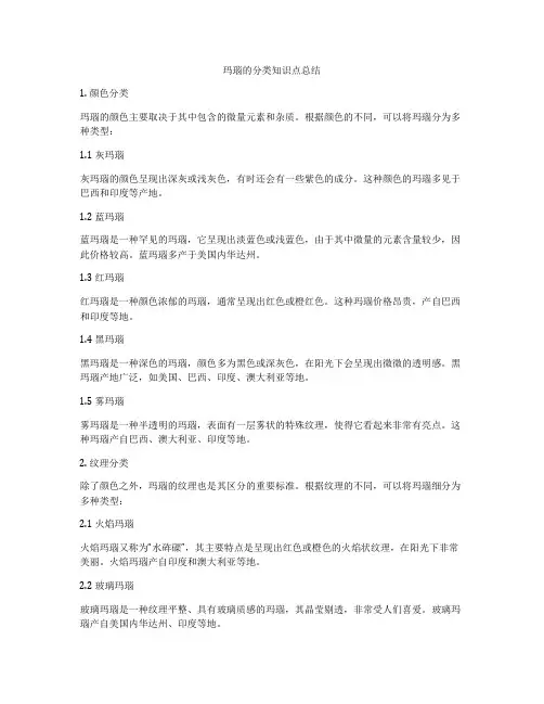玛瑙的分类知识点总结
