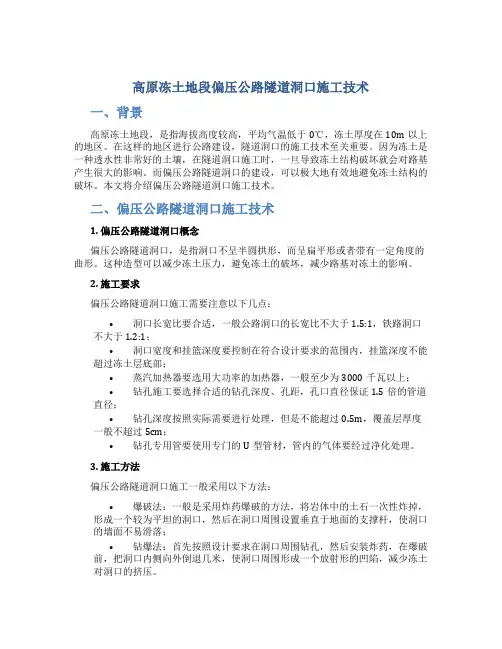 高原冻土地段偏压公路隧道洞口施工技术