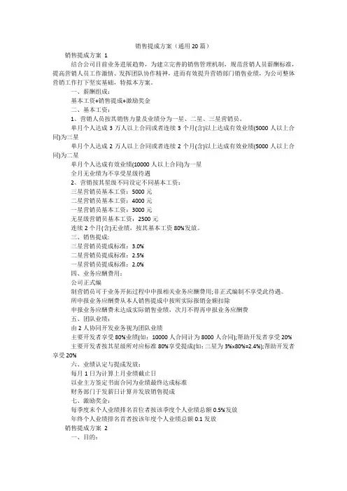 销售提成方案(通用20篇)