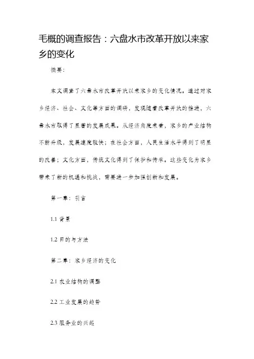 毛概的调查报告六盘水市改革开放以来家乡的变化
