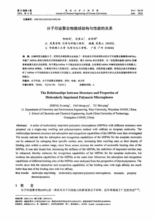 分子印迹聚合物微球结构与性能的关系