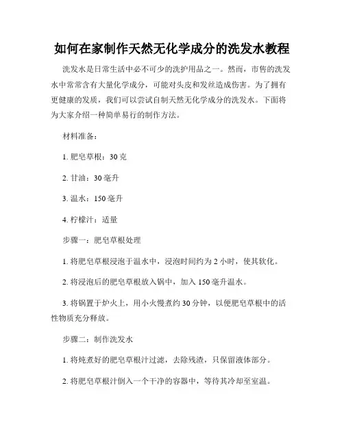 如何在家制作天然无化学成分的洗发水教程