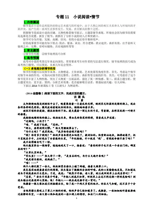 专题11  小说阅读 情节(解析版)-2020年高考语文热门考点透析及对点过关训练