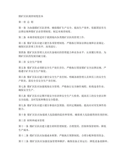 煤矿区队规章制度范本