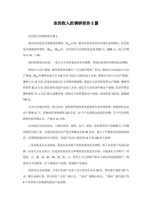 最新农民收入的调研报告5篇