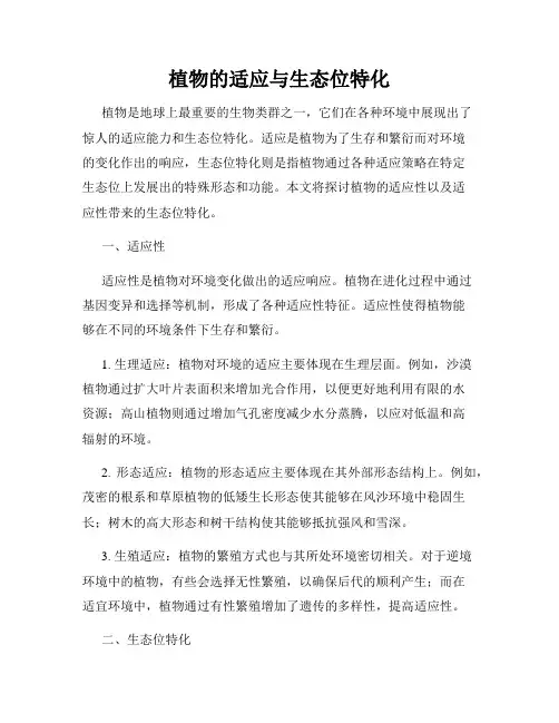 植物的适应与生态位特化