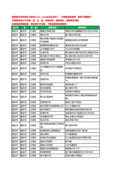 2020新版重庆市重庆市江津区照明工商企业公司商家名录名单黄页联系电话号码地址大全138家