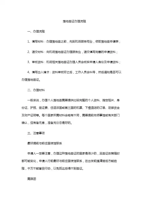 落地签证办理流程