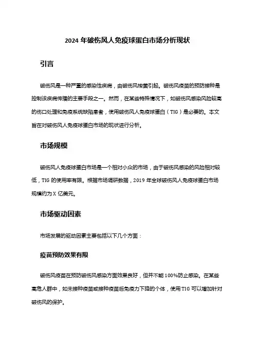 2024年破伤风人免疫球蛋白市场分析现状
