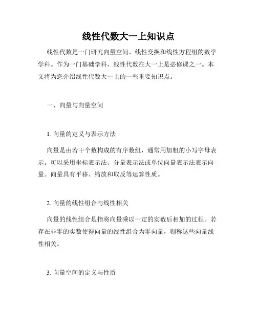 线性代数大一上知识点