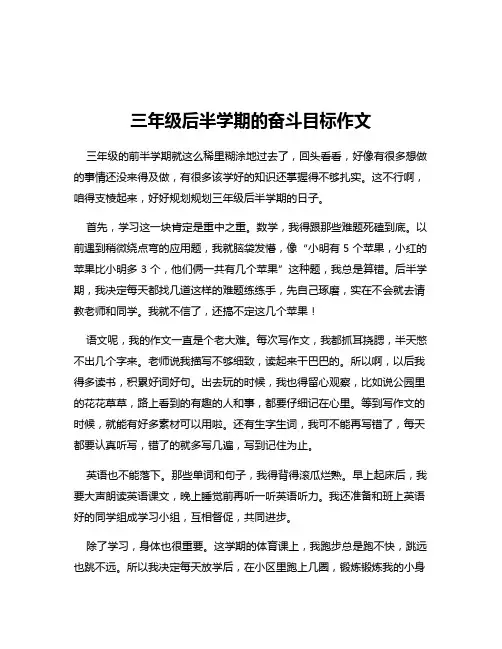 三年级后半学期的奋斗目标作文