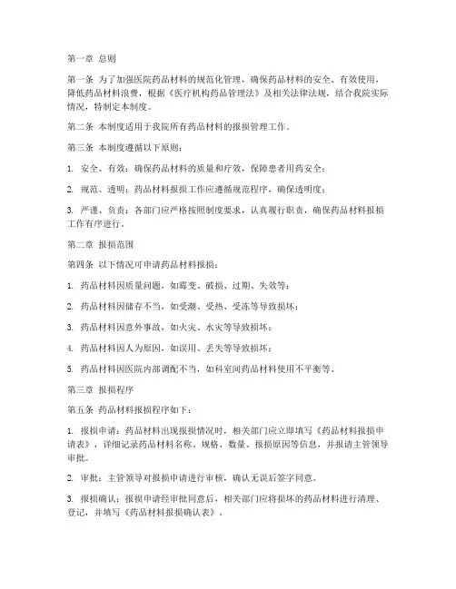 医院药品材料报损管理制度