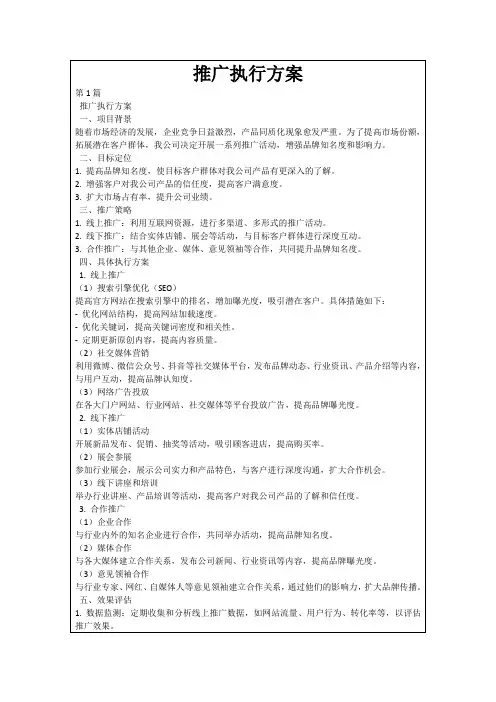 推广执行方案