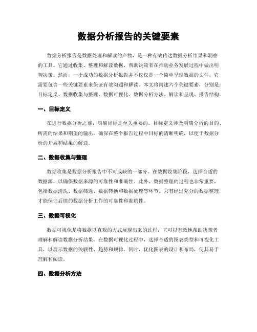 数据分析报告的关键要素